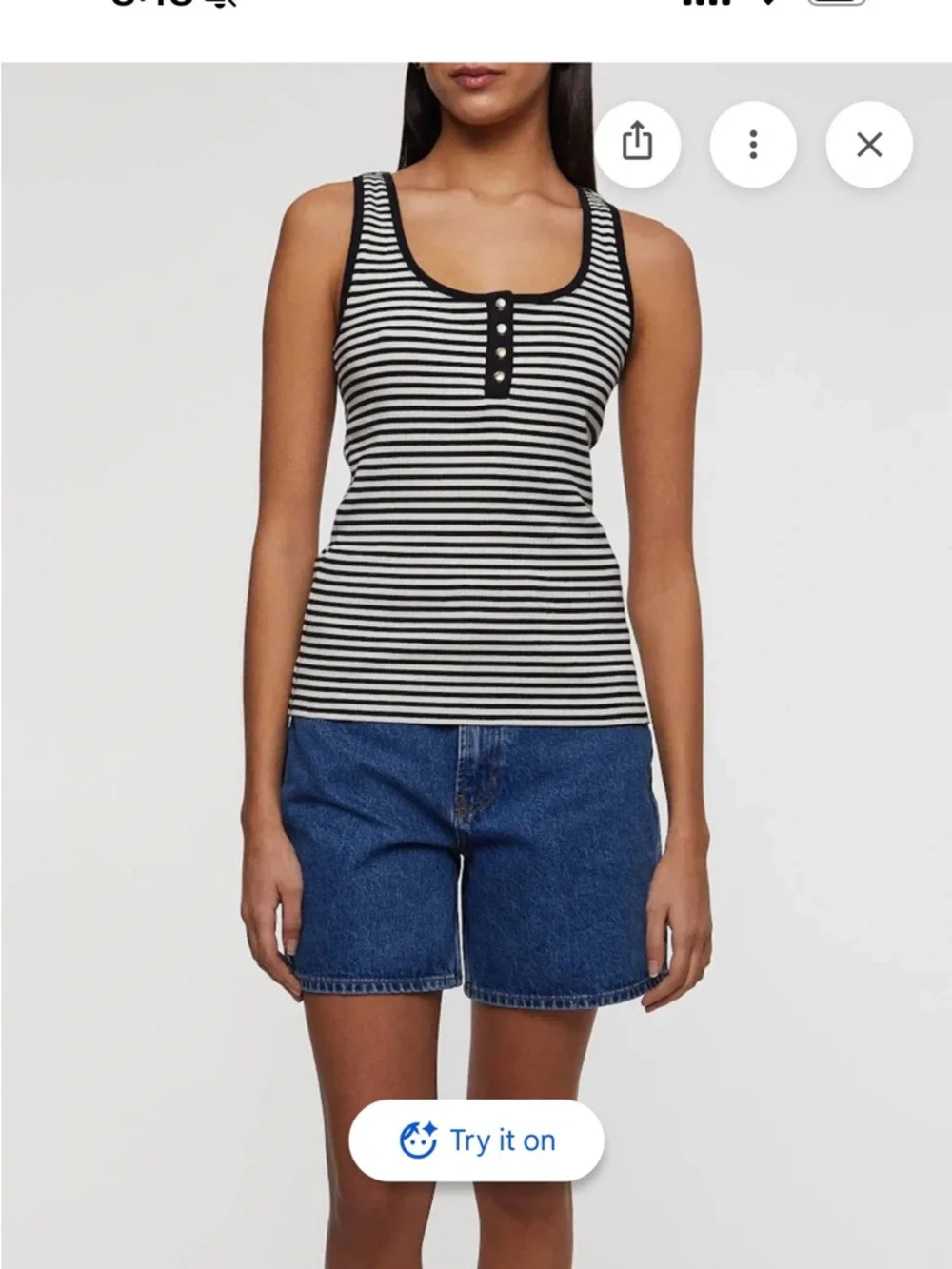 Anine Bing Black & White Striped Henley Tank: elevated casual - Picture 4 of 11